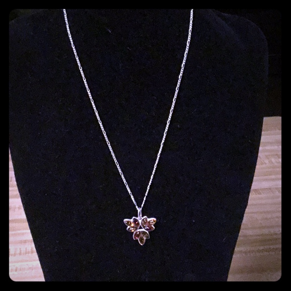 Sterling Silver Amber Pendant and Chain